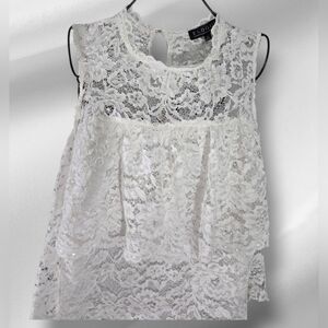 Eloquii White Lace Sleeveless Blouse Size 16